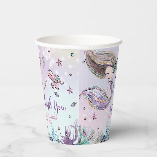 海のお洒落プールの下の人魚の赤ちゃんシャワー 紙コップ (右)