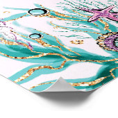 海のお洒落下の人魚の誕生日歓迎 ポスター (角)