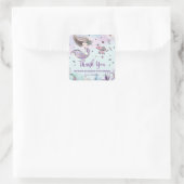 海のお洒落下の人魚誕生日の好意 スクエアシール (バッグ)