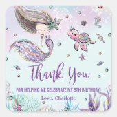 海のお洒落下の人魚誕生日の好意 スクエアシール (正面)