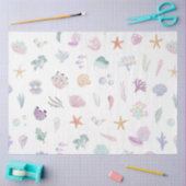 海のお洒落下の水色マーメイドパーティー 薄葉紙 (クラフト)