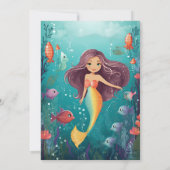 海のお洒落下の魅惑的な人魚誕生日 招待状 (裏面)