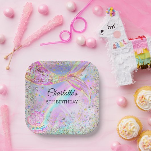 海のお洒落誕生日パーティーの下の人魚 ペーパープレート (パーティー)