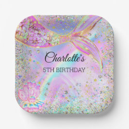 海のお洒落誕生日パーティーの下の人魚 ペーパープレート