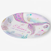 海のお洒落誕生日パーティーの下の人魚 ペーパープレート (アングル)