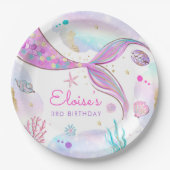 海のお洒落誕生日パーティーの下の人魚 ペーパープレート (正面)