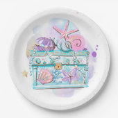 海のお洒落誕生日パーティーの下の人魚 ペーパープレート (正面)