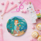 海のお誕生日会の下の人魚とイルカ ペーパープレート (パーティー)