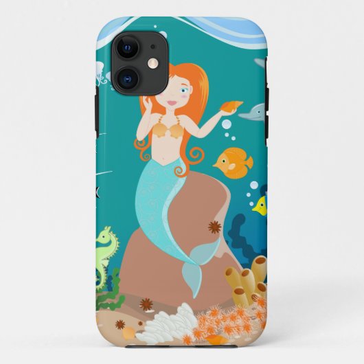 海のお誕生日会の下の人魚とイルカ Case-Mate iPhoneケース (裏面)