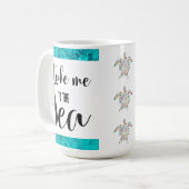 海のかわいい亀に連れて行って コーヒーマグカップ (正面左)