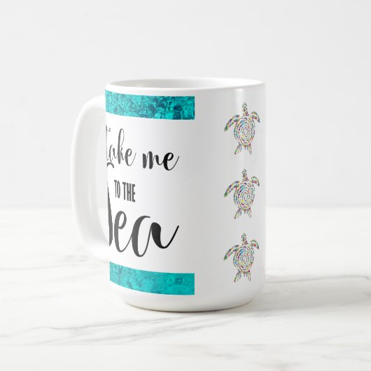 海のかわいい亀に連れて行って コーヒーマグカップ (正面左)