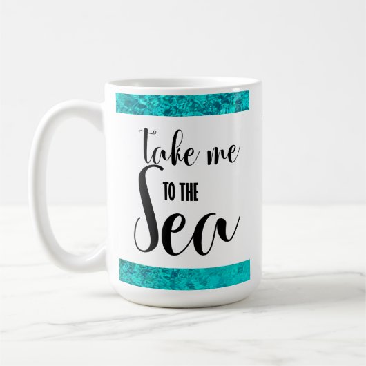 海のかわいい亀に連れて行って コーヒーマグカップ (左)