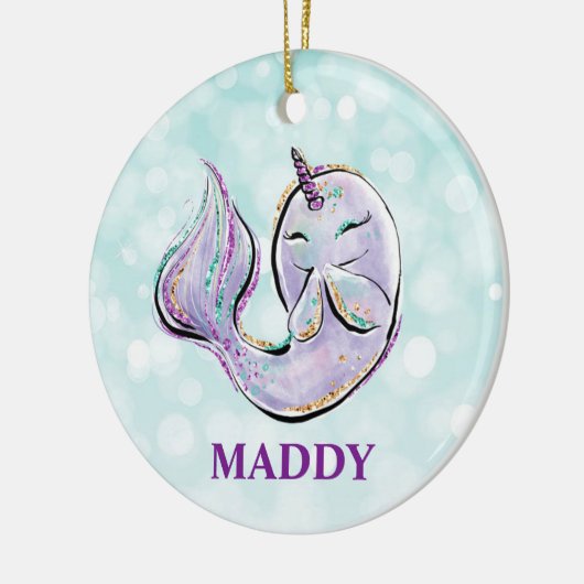 海のかわいい子どもたちのユニコーン セラミックオーナメント (左)