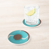 海のさわやかさ:シアン色のボウルに入ったコーヒー コースター (側面)