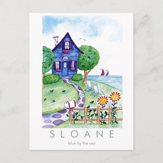 海のそばで青い ポストカード (正面)