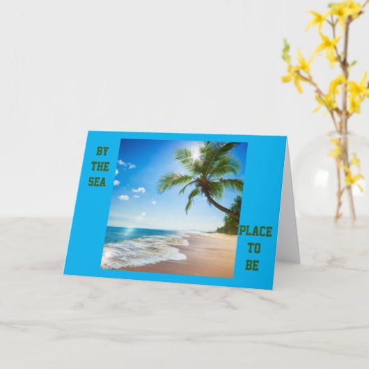 海のそばで**誕生日** カード (黄色い花)