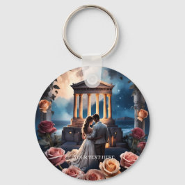 海のそばに立つ美しい花嫁と花婿 キーホルダー