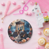 海のそばに立つ美しい花嫁と花婿 ペーパープレート (パーティー)