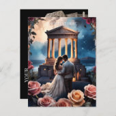 海のそばに立つ美しい花嫁と花婿 ポストカード (正面/裏面)