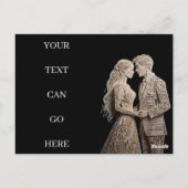 海のそばに立つ美しい花嫁と花婿 ポストカード (裏面)