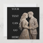 海のそばに立つ美しい花嫁と花婿 招待状 (裏面)