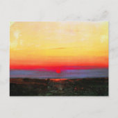 海のそばの草原の夕日、アート素晴らし ポストカード (正面)