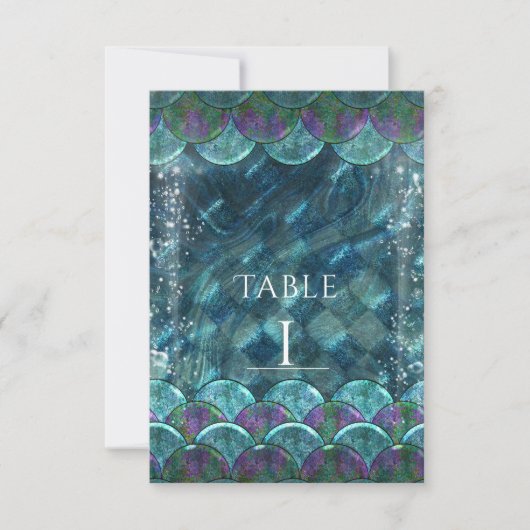海のはかりで測パーティーテーブル番号の下の人魚 招待状 (正面)