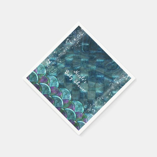 海のはかりで測誕生日パーティーの下の人魚 スタンダードカクテルナプキン (角)