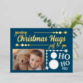 海のような青い白いクリスマスハグ、あなただけのための写真 箔シーズンカード (立ち正面)