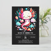 海のアクソロトル子供の誕生日お祝い 招待状 (スタンド正面)