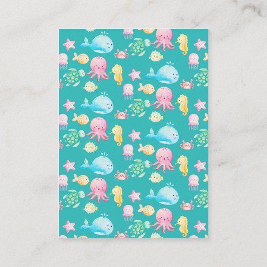 海のアドベンチャーディスプレイシャワーの下で エンクロージャーカード (裏面)