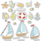 海のアニメでミニマルなかわいい休日 シール (正面)