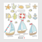 海のアニメでミニマルなかわいい休日 シール (シート)