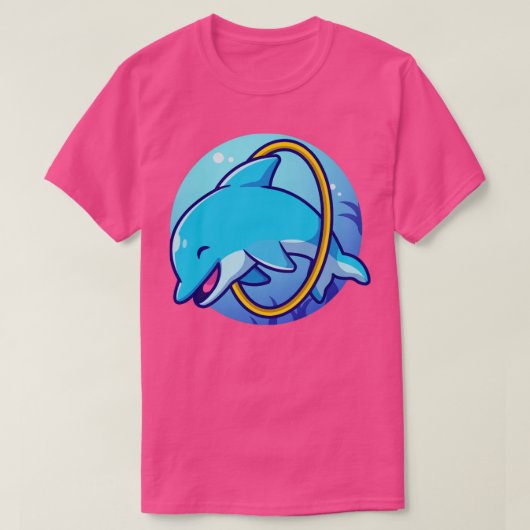 海のアニメの中でかわいいイルカの魅力 Tシャツ (デザイン正面)