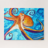 海のアートの下のタコの水彩 ジグソーパズル (横)
