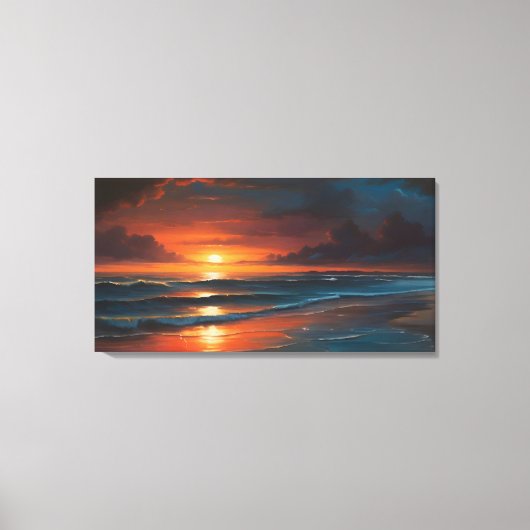 海のアートの夕日 キャンバスプリント (正面)