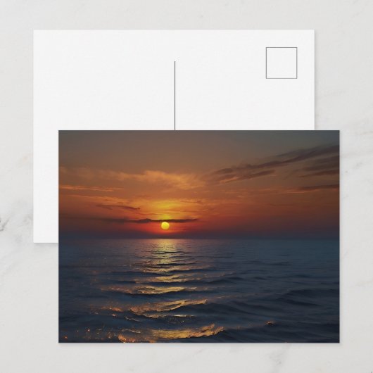 海のアートの夕日 ポストカード (正面/裏面)