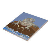 海のイグアナがヤニと岩に浮かぶ タイル (側面)