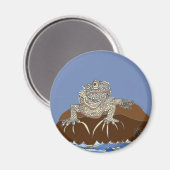 海のイグアナがヤニと岩に浮かぶ マグネット (正面/裏面)