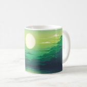 海のイラストレーションの日の出 コーヒーマグカップ (正面右)