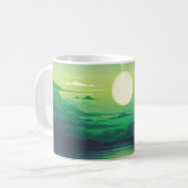 海のイラストレーションの日の出 コーヒーマグカップ (正面左)