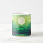 海のイラストレーションの日の出 コーヒーマグカップ (中央)