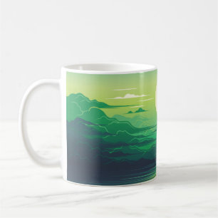 海のイラストレーションの日の出 コーヒーマグカップ