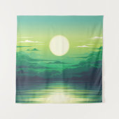 海のイラストレーションの日の出 タペストリー (正面)