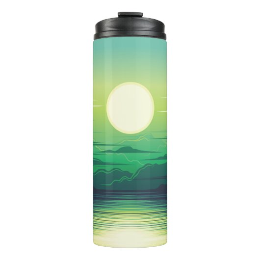 海のイラストレーションの日の出 タンブラー (正面)
