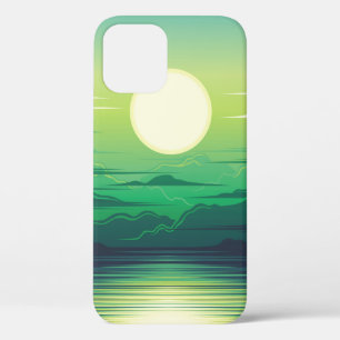 海のイラストレーションの日の出 iPhone 12ケース