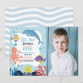 海のイルカとタコの写真でダイブしよう 招待状 (正面/裏面)