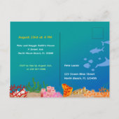 海のイルカと女の子の誕生日パーティーの下 インビテーションポストカード (裏面)