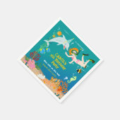 海のイルカと女の子の誕生日パーティーの下 スタンダードカクテルナプキン (角)