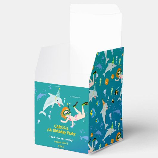 海のイルカと女の子の誕生日パーティーの下 フェイバーボックス (オープン)